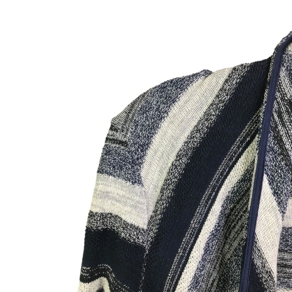 Three Dots Women's Cardigan Sweater Blue Striped Boho Open Front Cotton Sz S - Picture 4 of 10